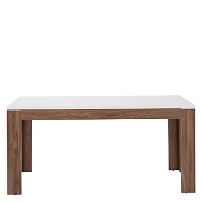 Abbildung von FORTE Esstisch ausziehbar, Holzwerkstoff, Sangallo Eiche Dekor kombiniert mit Weiß Hochglanz, 90 x 160 (206,6) 75 cm