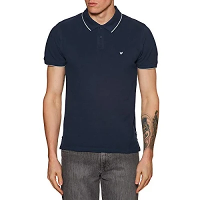 Abbildung von Wrangler Herren Pique Polo Poloshirts, Blau (Navy 114), Small