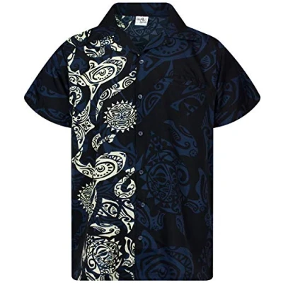 Abbildung von King Kameha Funky Hawaii Hemd, Herren, Kurzarm, Maori Wedding, Schwarz, M