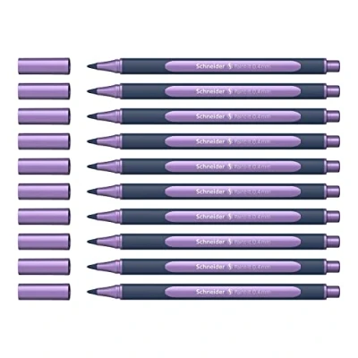 Abbildung von Schneider ML05001140 Metallic Rollerball Stifte (Strichstärke 0,4 mm, hochmetallische Tinte, schnelltrocknend, Gehäuse aus 88% biobasiertem Kunststoff) 10 Stück, frosted violet