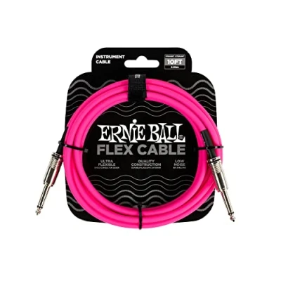 Abbildung von Ernie Ball Flex Instrument Cable Straight/Straight Rosa 3 m Gerade Klinke