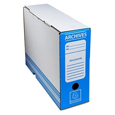 Abbildung von Exacompta 261005H 50er Pack Archivbox aus Wellpappe 10cm breit für DIN A4 Sammelbox Ablagebox blau