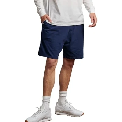 Abbildung von Russell Athletic Herren Basic Baumwolle Jersey Shorts mit Taschen, Navy, X Groß