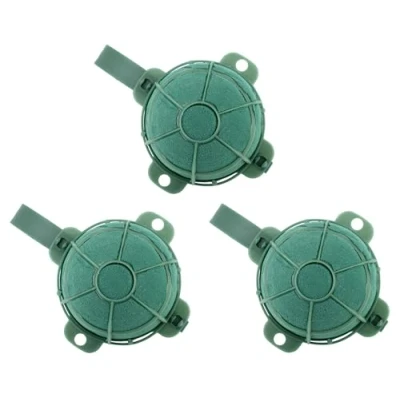 Abbildung von Nass Steckschaum Kugel 9x5cm mit Clip &amp; Gitter 3 Stück für Profi Floristen Hobby Bastler Frischblumen Steckschwamm Blumen Steckmasse Halbkugel Floristik Zubehör Floristikbedarf Grün
