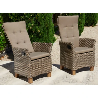 Abbildung von MERXX Gartenstuhl &quot;Toskana&quot;, (Set), 2 St., 2er Set, Polyrattan/Akazie, inkl. Sitzkissen
