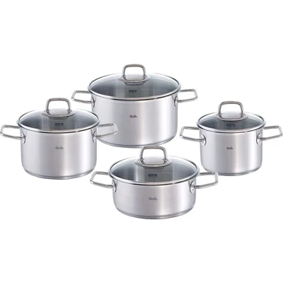 Abbildung von Fissler Topf Set &quot;Viseo Set&quot;, Edelstahl 18/10, (Set, 8 tlg., 1x Bratentopf 20 cm, je Kochtopf 16/20/24 cm), Induktionsgeeignet, Mess Skala, Made in Germany