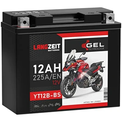 Abbildung von LANGZEIT YT12B BS Motorradbatterie 12V 12Ah 225A/EN GEL Batterie 51001 51015 YT12 B4 GT12B 4 CT12B doppelte Lebensdauer vorgeladen auslaufsicher wartungsfrei