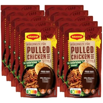 Abbildung von MAGGI FOOD TRAVEL Würzpaste für Pulled Chicken BBQ Style (Ohne Konservierungsstoffe, Vegetarisch), 10er Pack (10 x 85g)