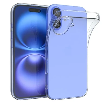 Abbildung von EAZY Case Handyhülle Silikon kompatibel mit iPhone 16 stoßfeste Schutzhülle dünne für Apple Hülle Fallschutz leichtes Cover schlankes Silicone in Transparent