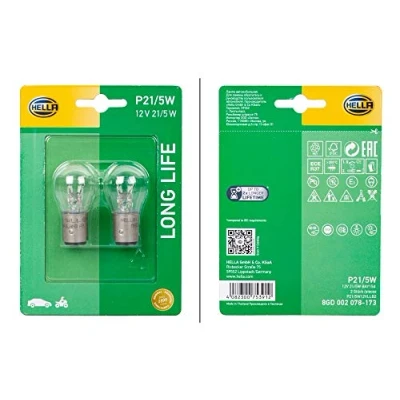 Abbildung von HELLA 8GD 002 078 173 Glühlampe, Blinkleuchte 12 5 P21/5W Halogen vorne, hinten RENAULT: Kangoo I, CITROËN: C5 III Kombi