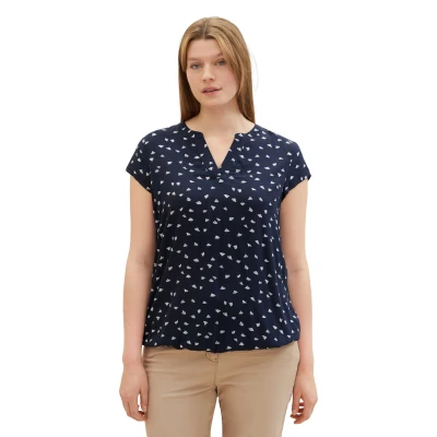 Abbildung von TOM Tailor Tshirt print, Damen, Größe: 46, Navy minimal print