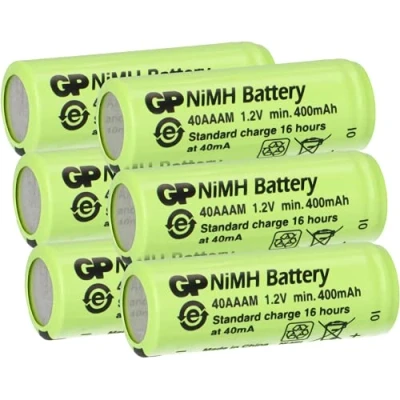 Abbildung von 6er Sparset GP Akku 2/3 AAA 1,2V / 400mAh GP40AAAM Micro NiMH Höhe 29,7mm wiederaufladbar Achtung 2/3AAA Keine Batterien
