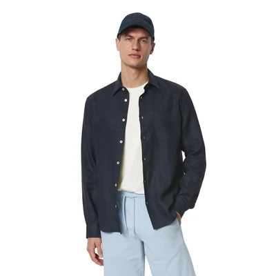 Abbildung von Marc O&#039;Polo KENT COLLAR, LONG SLEEVES, ONE Rectangular Chest POCKET, Style Hemd, Herren, Größe: Medium, Dark navy