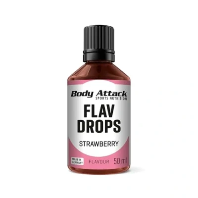 Abbildung von Body Attack Flav Drops®, 50 ml, Strawberry, Aromatropfen für Lebensmittel, zuckerfreie Flavour Drops ohne Kalorien, vegan &amp; Qualität Made in Germany
