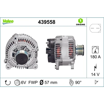 Abbildung von VALEO 439558 Lichtmaschine 14V 180A VOLKSWAGEN: Passat B6 Limousine, Transporter 5 Bus, Kastenwagen, SKODA: Yeti, Superb II Kombi
