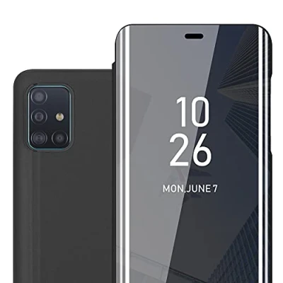 Abbildung von Cadorabo Hülle kompatibel mit Samsung Galaxy A51 4G / M40s Schutzhülle TPU Silikon Case 360 View Spiegel, Slim Kratzfest Weiche Gummi Rundumschutz Cover für in Schwarz