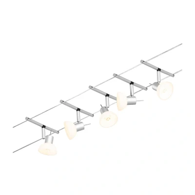 Abbildung von Paulmann 94448 CorDuo Seilsytem Set Sheela DC max. 5x10 Watt erweiterbar Chrom matt Drahtseil Kunststoff GU5,3 Drahtseilsystem ohne Leuchtmittel