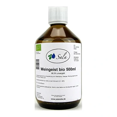 Abbildung von Sala Weingeist Ethanol Alkohol 96,5% unvergällt bio 500 ml Glasflasche