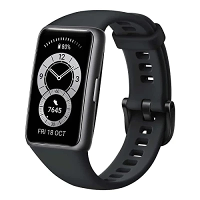 Abbildung von HUAWEI Band 6, 1,47 Zoll FULLVIEW OLED Display, 96 Trainingsmodi, bis zu 2 Wochen Akkulaufzeit, Proaktives Gesundheits Monitoring, 5ATM, SpO2 Sensor, Herzfrequenzmessung, Graphit Black