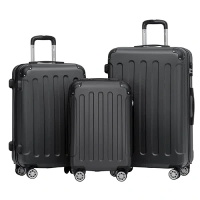Abbildung von BEIBYE Hartschalen Koffer Trolley Rollkoffer Reisekoffer Handgepäck 4 Rollen (M L XL Set) (Schwarz,