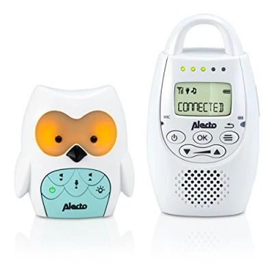 Abbildung von Alecto DBX 84 DECT Baby Monitor Einer Eule Audio Perfekter Klang mit Nachtlicht Talkback Funktion und ist 100% störungsfrei Weiß