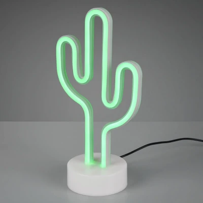 Abbildung von Reality Leuchten LED Tischleuchte Cactus R55220101, Fuß Kunststoff weiß, inkl. 1.8 Watt grün
