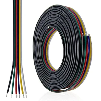 Abbildung von LedNord LED Strip Verbinder 6 polig für RGB, RGBW &amp; RGB CCT (5m Kabel, pin) Streifen Connector Verlängerung Flachbandkabel adrig 3, 4, 5, Pin Anschlusskabel