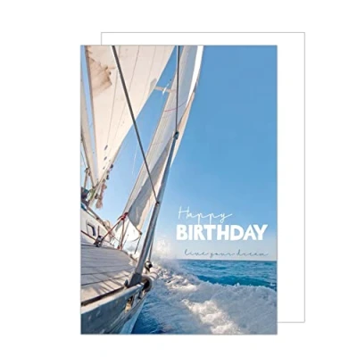 Abbildung von Edition Seidel Premium Geburtstagskarte mit Umschlag. Glückwunschkarte Spruch Geburtstag Billet Happy Birthday Mann Frau Segeln Boot Meer Abendteuer (G3488 SW023)