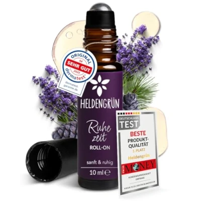Abbildung von Heldengrün® Bio Roll On &quot;Ruhezeit&quot; [100% NATURREIN] Anti Stress Duft Dermatologisch getestet Stressfrei mit Lavendel &amp; Zirbe 2 in 1: Pflege