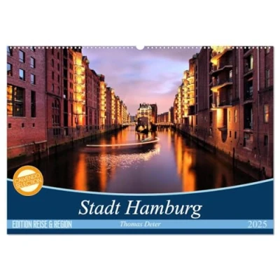 Abbildung von Stadt Hamburg (Wandkalender 2025 DIN A2 quer), CALVENDO Monatskalender