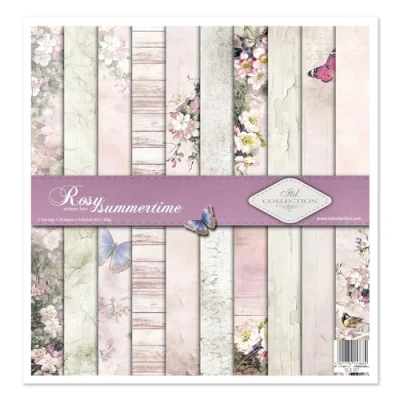 Abbildung von ITD Collection Scrapbooking Paket 12x12 inches, Papier, Dekorpapier, Decoupage, Kartenherstellung, Papiergröße 310 x 320 mm (Rosige Sommerzeit) (SLS 007) 10 Blatt + 1