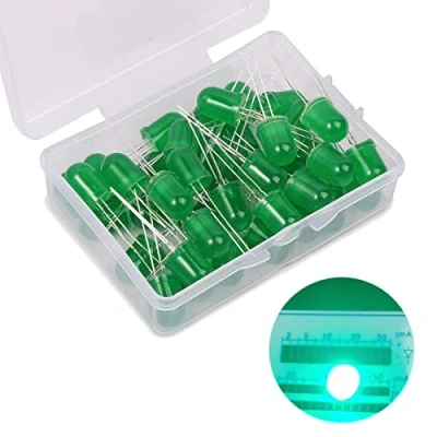 Abbildung von 50 Stück 8mm LED Leuchtdioden, 2 Pin 3V Dioden, Extra Hell 8 mm Sortiments kits, Diffus Dioden Set für Wissenschafts projekte, Heimwerkerprojekte (Grün Stück)