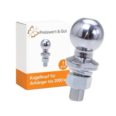 Abbildung von Kupplungskugel E13 Anhängerkupplung Quad 50mm M22 Kugelkopf Traktor Ackerschiene