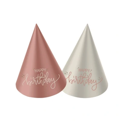 Abbildung von Folat 68712 Geburtstag Dekoration Rosa, Creme, Champagner Gold Mini Party Hütchen Crème Rose 10 cm 6 Stück Eine raffinierte und lebendige Geburtstagsdeko Happy Birthday