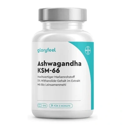 Abbildung von Ashwagandha KSM 66® 210 Kapseln 7.200mg reines aus 600mg Extrakt (12:1) pro Tag Vegan, laborgeprüft, ohne Zusätze in Deutschland hergestellt