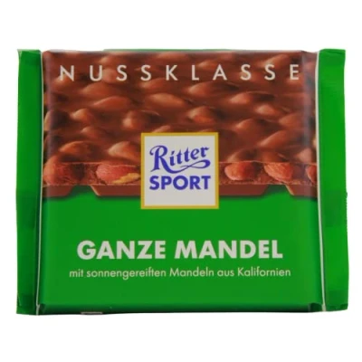 Abbildung von Ritter Sport Ganze Mandel (11 x 100 g), Vollmilchschokolade mit knackigen, ganzen Mandeln, handverlesen aus Kalifornien, Tafelschokolade