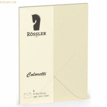 Abbildung von Rössler Briefumschläge Coloretti VE=5 Stück C7 creme