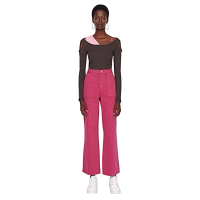 Abbildung von Trendyol Women&#039;s Herren Hoher Bund Weites Bein der 90er Jeans, Fuchsia, 36