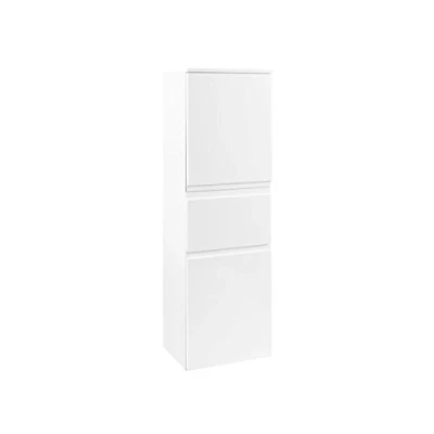 Abbildung von möbelando Midischrank Beistellschrank Seitenschrank Badschrank Holzschrank Bad Cleo I (Korpus weiß/Front weiß Hochglanz)
