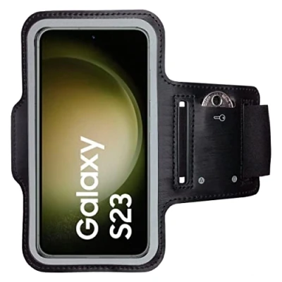 Abbildung von CoverKingz Sportarmband für Samsung Galaxy S23 Armtasche mit Schlüsselfach Oberarm Halterung Sport Laufarmband Handy Armband Schwarz