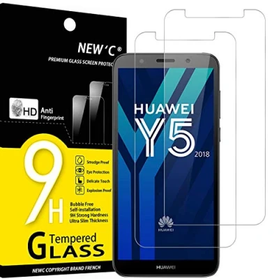 Abbildung von NEW&#039;C 2 Stück, Panzer Schutz Glas für Huawei Y5 2018, Frei von Kratzern, 9H Härte, HD Displayschutzfolie, 0.33mm Ultra klar, Ultrabeständig