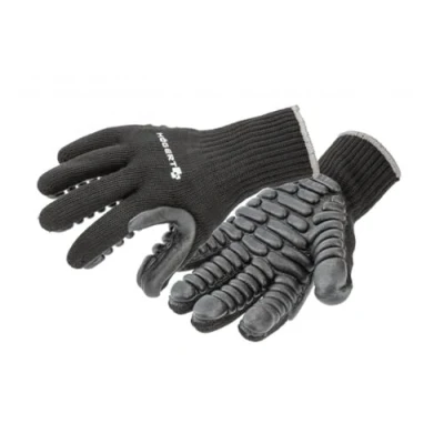 Abbildung von Högert Technik BROL PU beschichtete Anti Vibrations Schutzhandschuhe, schwarz, Größe 10, stoßabsorbierend, abriebfest, ideal für Arbeiten mit schweren Werkzeugen