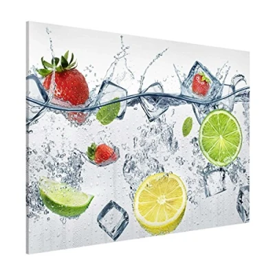 Abbildung von Bilderdepot24 Magnettafel Küche weiss Frucht Cocktail, (1 tlg., Magnetboard Pinnwand für die Wand metallische Tafel Magnete), Magnetwand groß mit Motiv modern Memoboard magnetisch Querformat