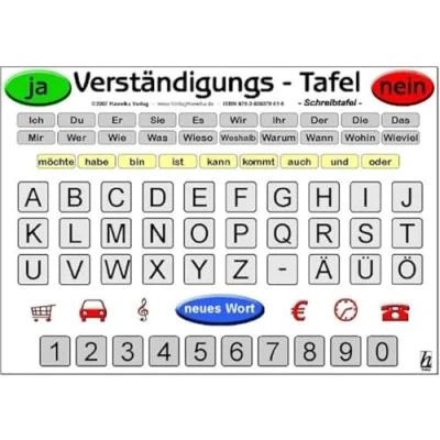 Abbildung von Verständigungs Tafel Schreibtafel (laminiert): sehr hilfreich für Patienten mit einer Sprachstörung wie bei Schlaganfall, Demenz, beatmete sowie Erkrankungen an den Stimmbändern