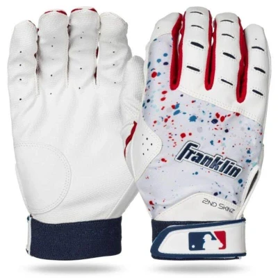 Abbildung von Franklin Sports MLB Schlaghandschuhe 2nd Skinz Drip Baseball + Softball Erwachsene Jugendliche Premium Leder Schlaghandschuhe, 1 Paar USA