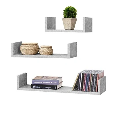 Abbildung von [en.casa] 3er Set Schweberegal Vennesia Wandregal 3 teilig Hängeregal Ablage Wandboard Betonoptik Grau