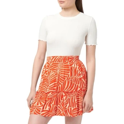 Abbildung von ONLY Damen Onlchiara Short Skirt Ptm Sommerrock, Pureed Pumpkin/AOP:Bali Palm, S EU