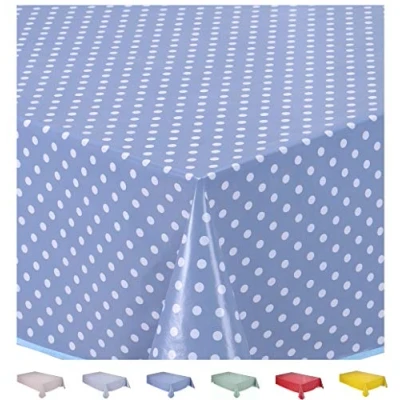 Abbildung von Home Direct Wachstuch Tischdecke Abwaschbar Eckig 140 x 200 cm Kleine Tupfen Blau Grau