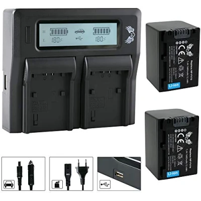 Abbildung von 2X SK Akku Sony NP FV70 1680mAh + LCD Dual Doppel Ladegerät für DCR SX85 HDR CX900 PJ810 VG900 /// FV30 FV50 FV100 FV120