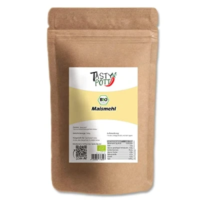 Abbildung von Tasty Pott Bio Maismehl I Maiskörner gemahlen Vegane Küche Zum Backen Brot Brötchen Wraps Maispulver Vegan Mais Im Beutel 1000g